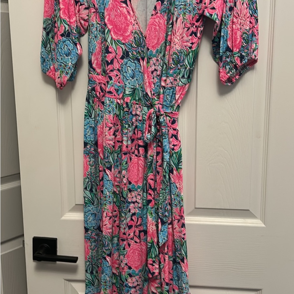 Lilly Pulitzer Vibrant Pink and Blue Floral Dress